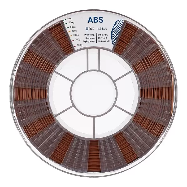 Фото ABS пластик для 3D принтера REC коричневый 1.75 1 кг