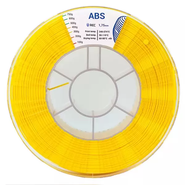 Фото ABS пластик для 3D принтера REC желтый 1.75 1 кг