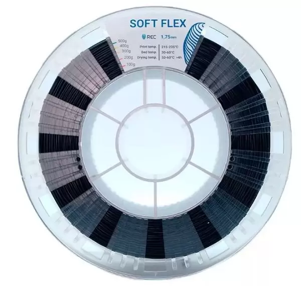 Фото Soft Flex пластик для 3D принтера REC черный 1.75